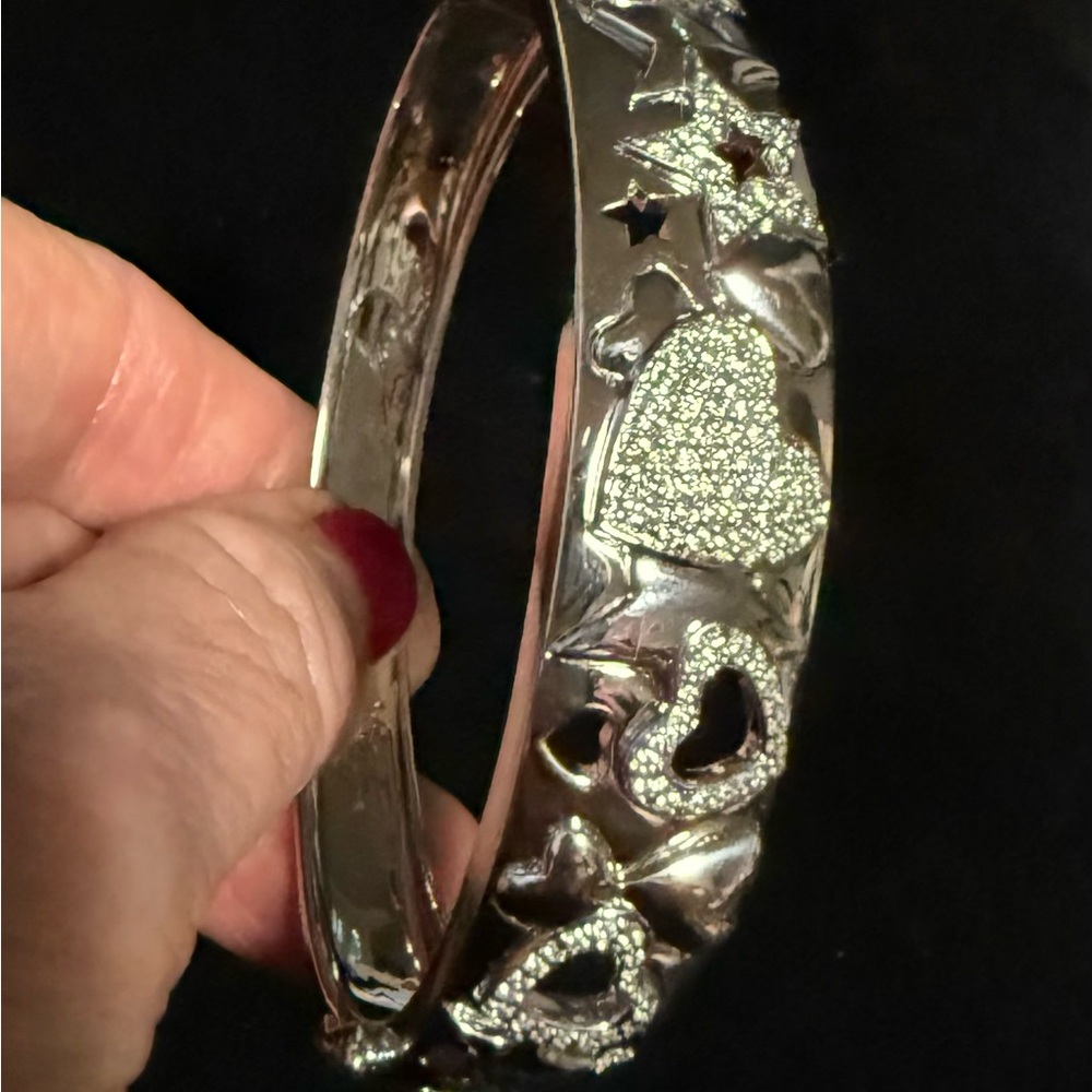 925 Sterling Signed by Nancy Davis and Timmy Hilfiger Pave Repousse Bracelet